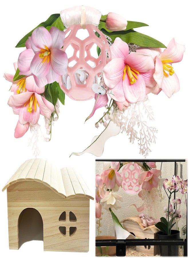 Delllala Reptile Hiding Branch&Ball Python - Enrichment Toys for Corn Snake,Tulip Artificial Bouquet Plant Artificial Decor for Snake Cage,Wood House for Leopard Gecko Habitat Lizard Chameleon Ball Pythons - Image 1